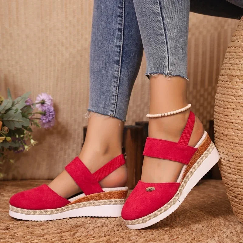 Handmade Linen Wedge Sandals