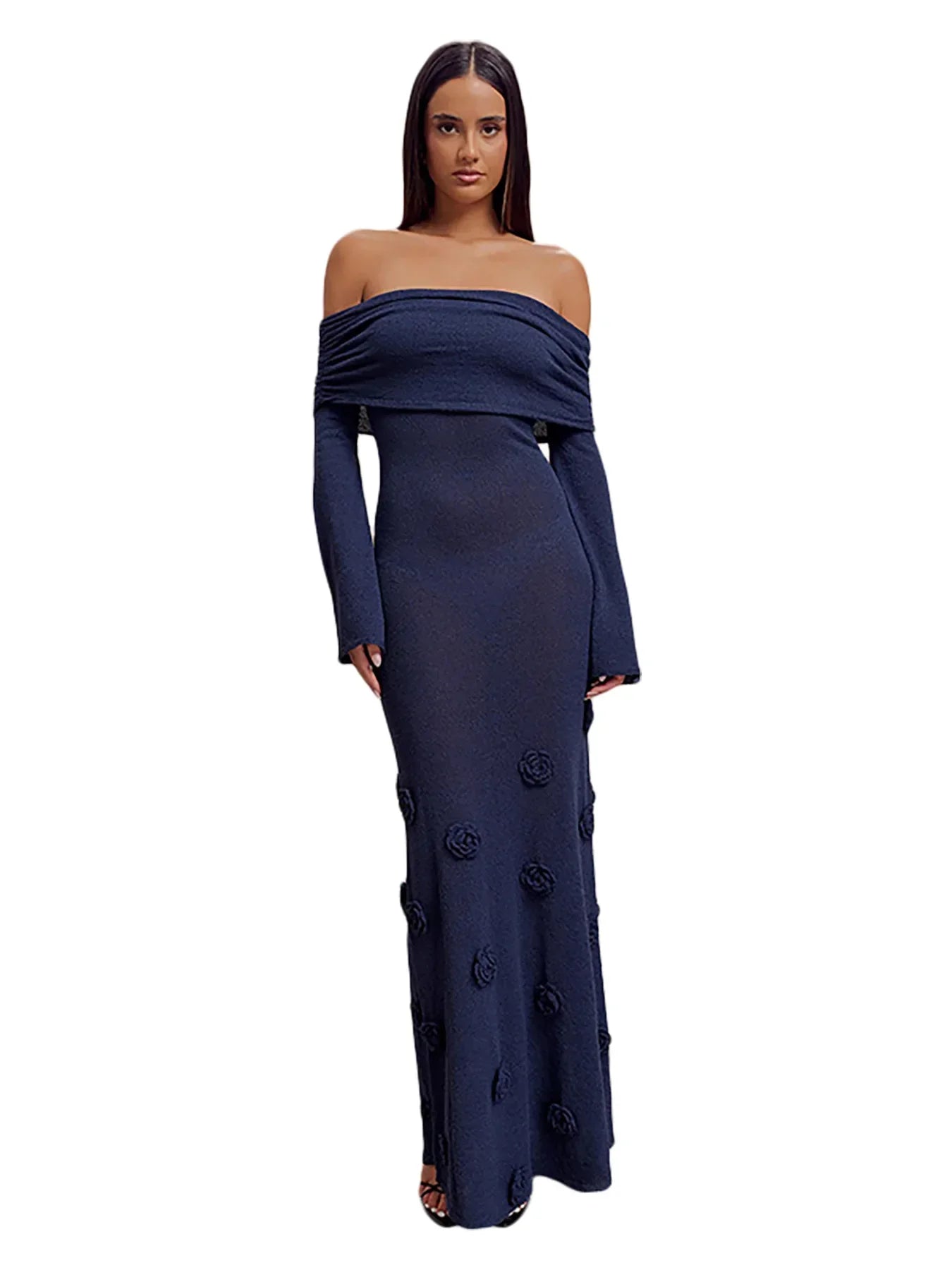 Rose Gaze 3D Floral Knit Dress