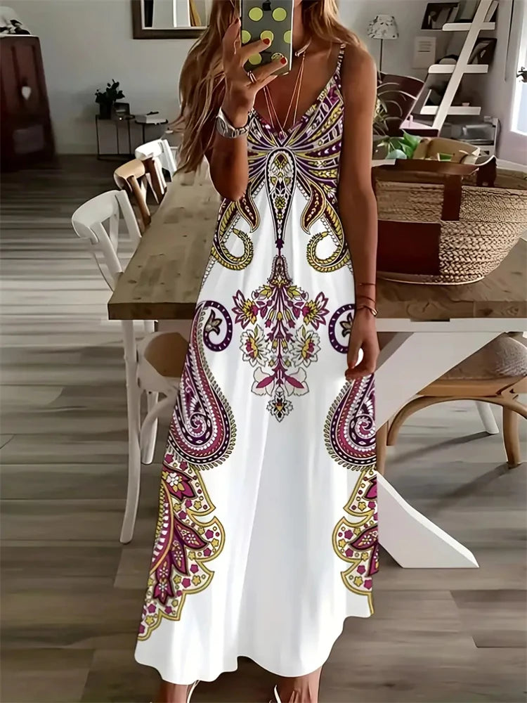 Vintage Boho Halter Maxi Dress