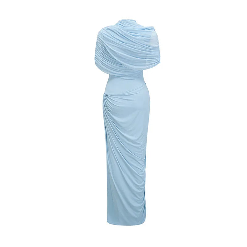 Graceful Pleats Elegant Evening Gown