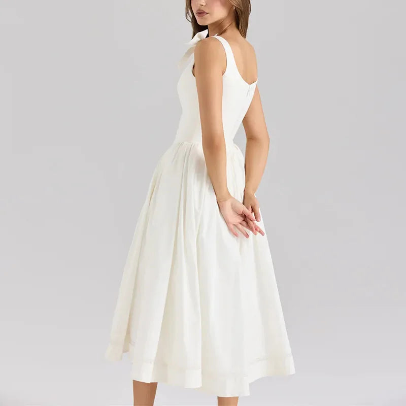 Elegant Charm Bow A-Line Dress Rich Allure