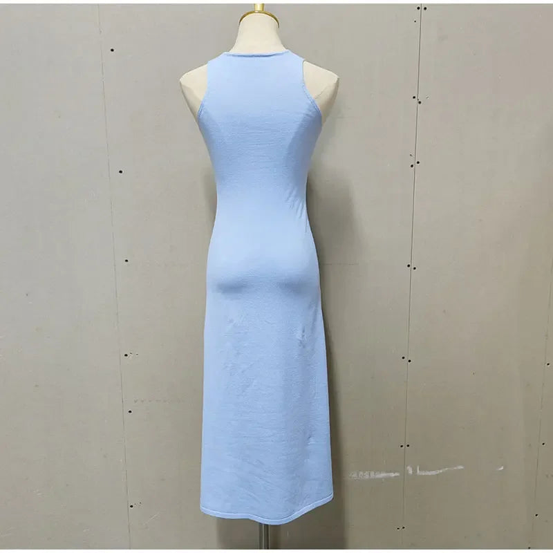 SculptKnit Sleeveless Split Midi Dress