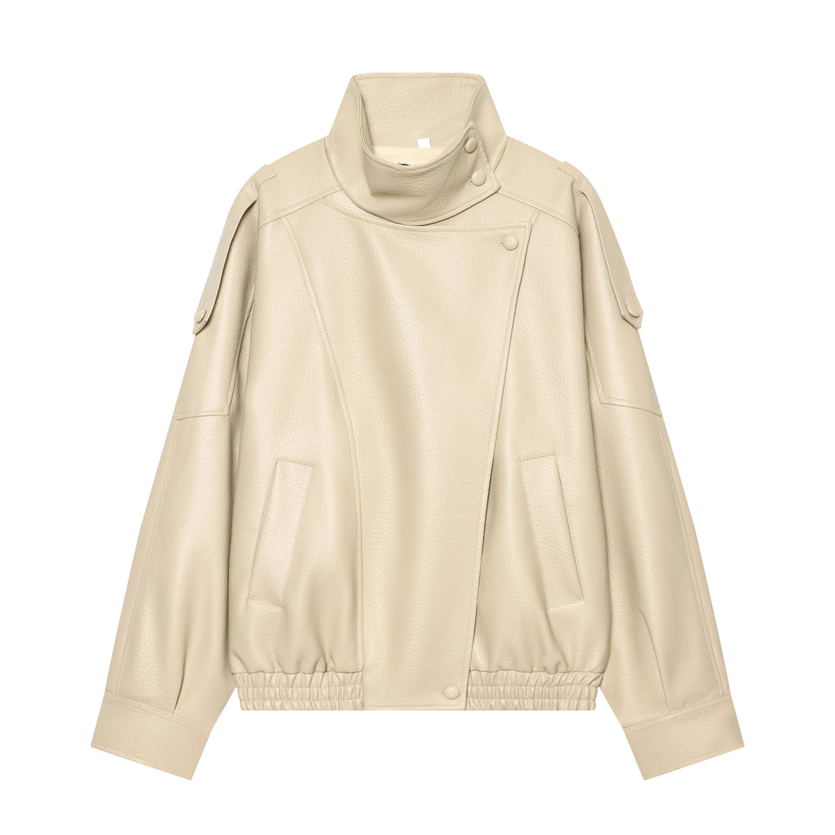 Women's Faux Leather Jacket – Loose Fit Stand Collar Winter Coat
