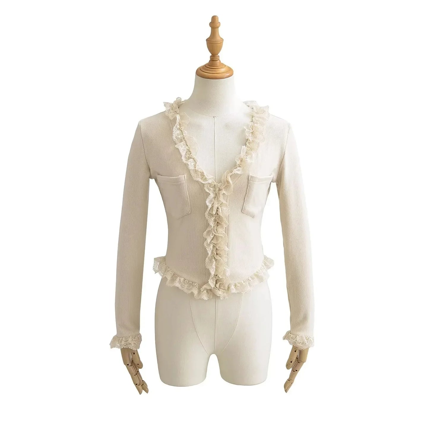 RuffleVibe Low Cut Button Top