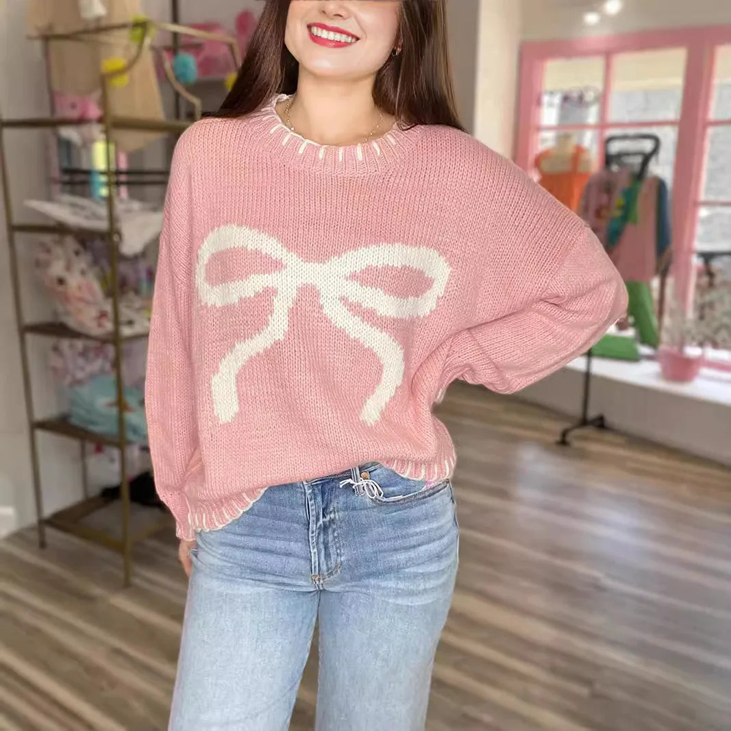 Bloom Bow Knit Pullover Rich Allure
