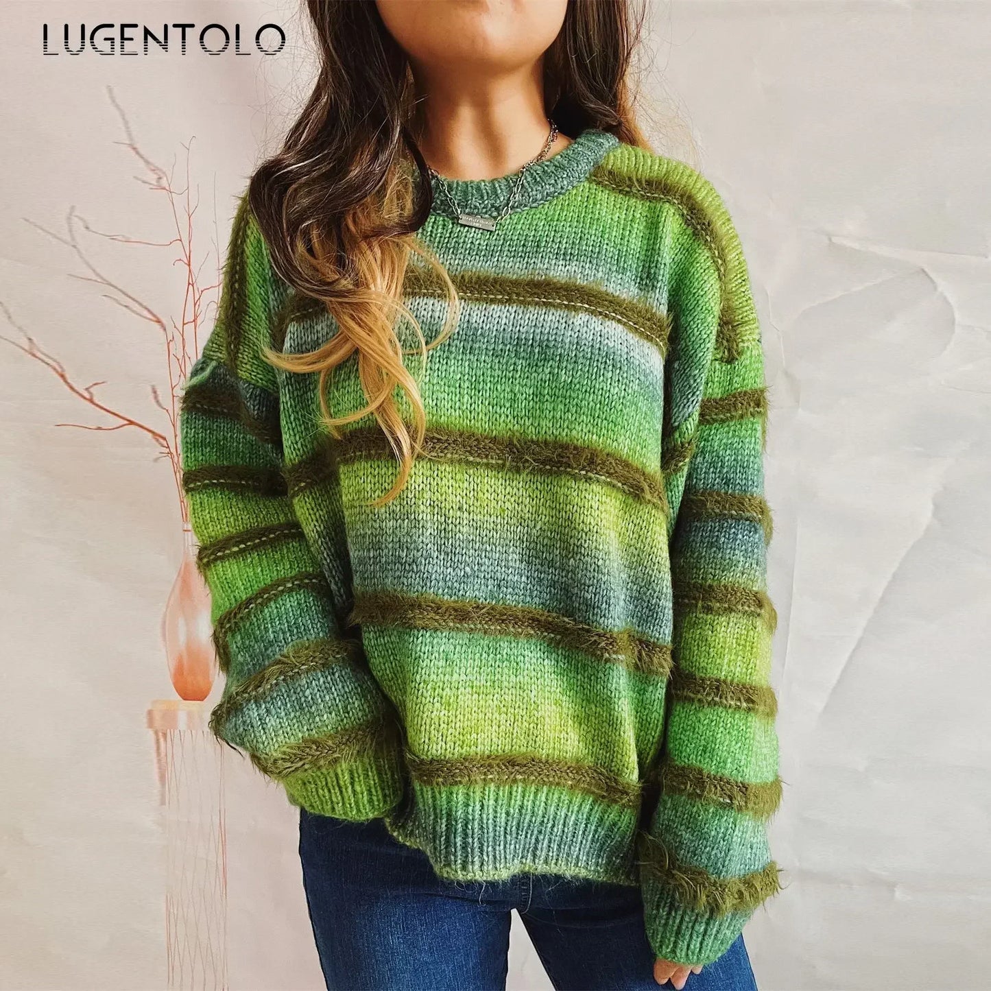Cozy Gradient Stripe Knit Sweater