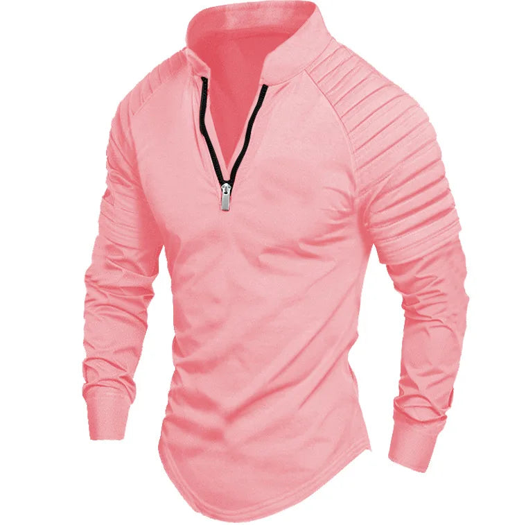 Half-Zip Stand Collar Polo Shirt