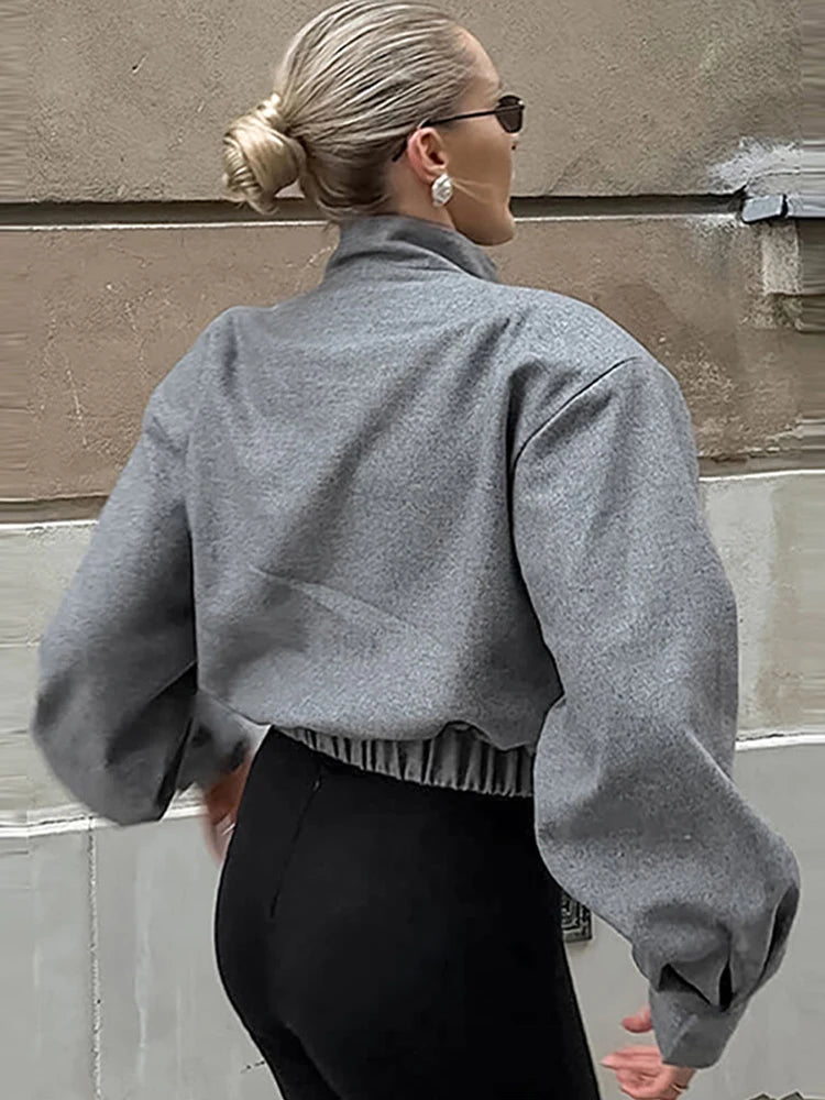 Elegant Gray Woolen Coat