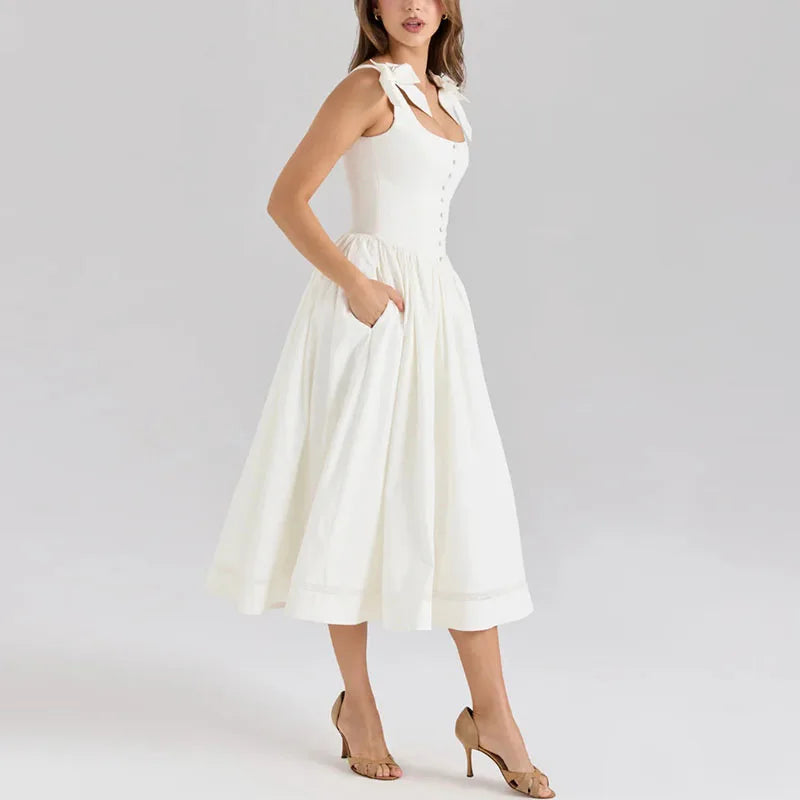Elegant Charm Bow A-Line Dress