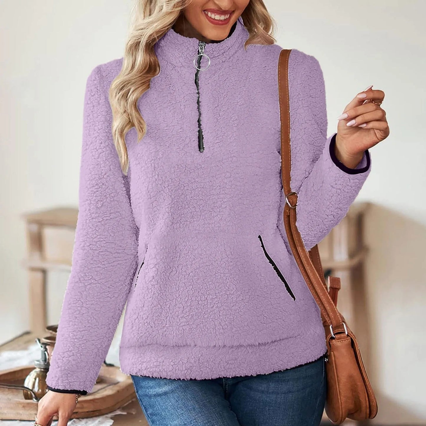 Cozy Zest Half-Zip Wool Pullover Rich Allure