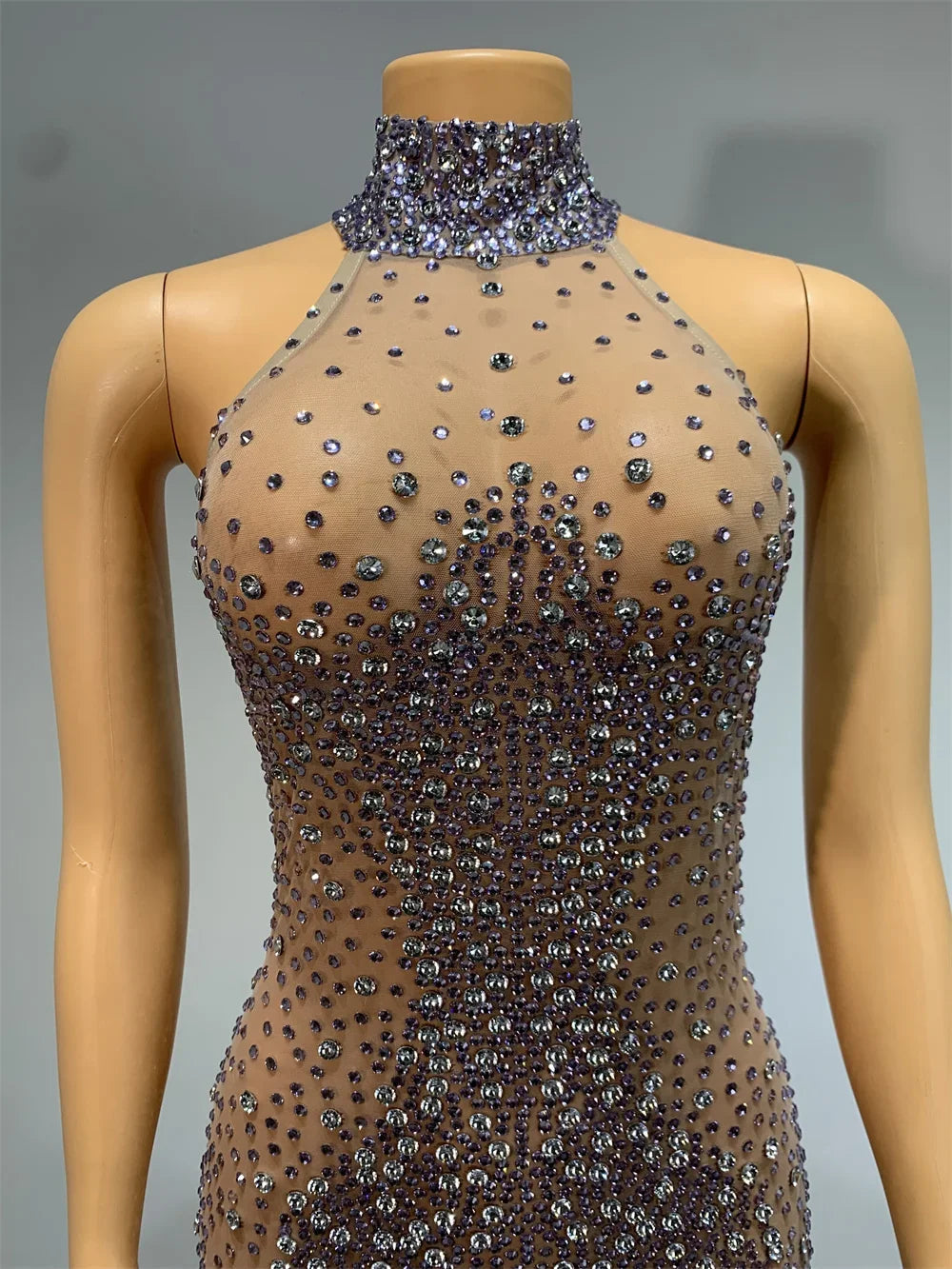 Diamond Drape Elegant Evening Gown