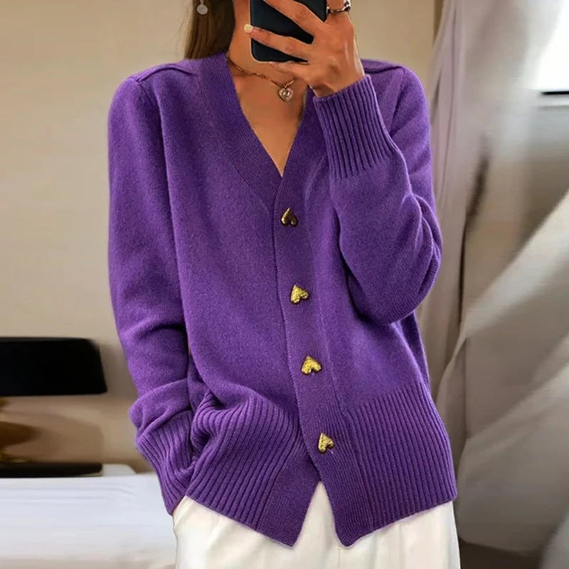 Women’s V-Neck Button Sweater