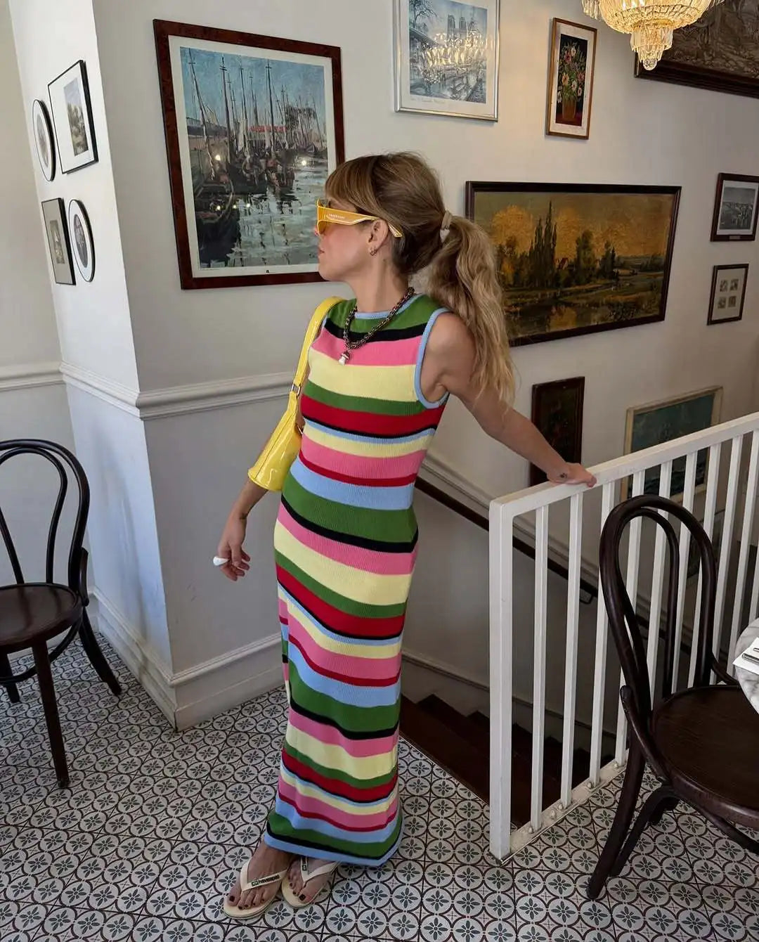 Viva Stripe High Waist Knit Dress