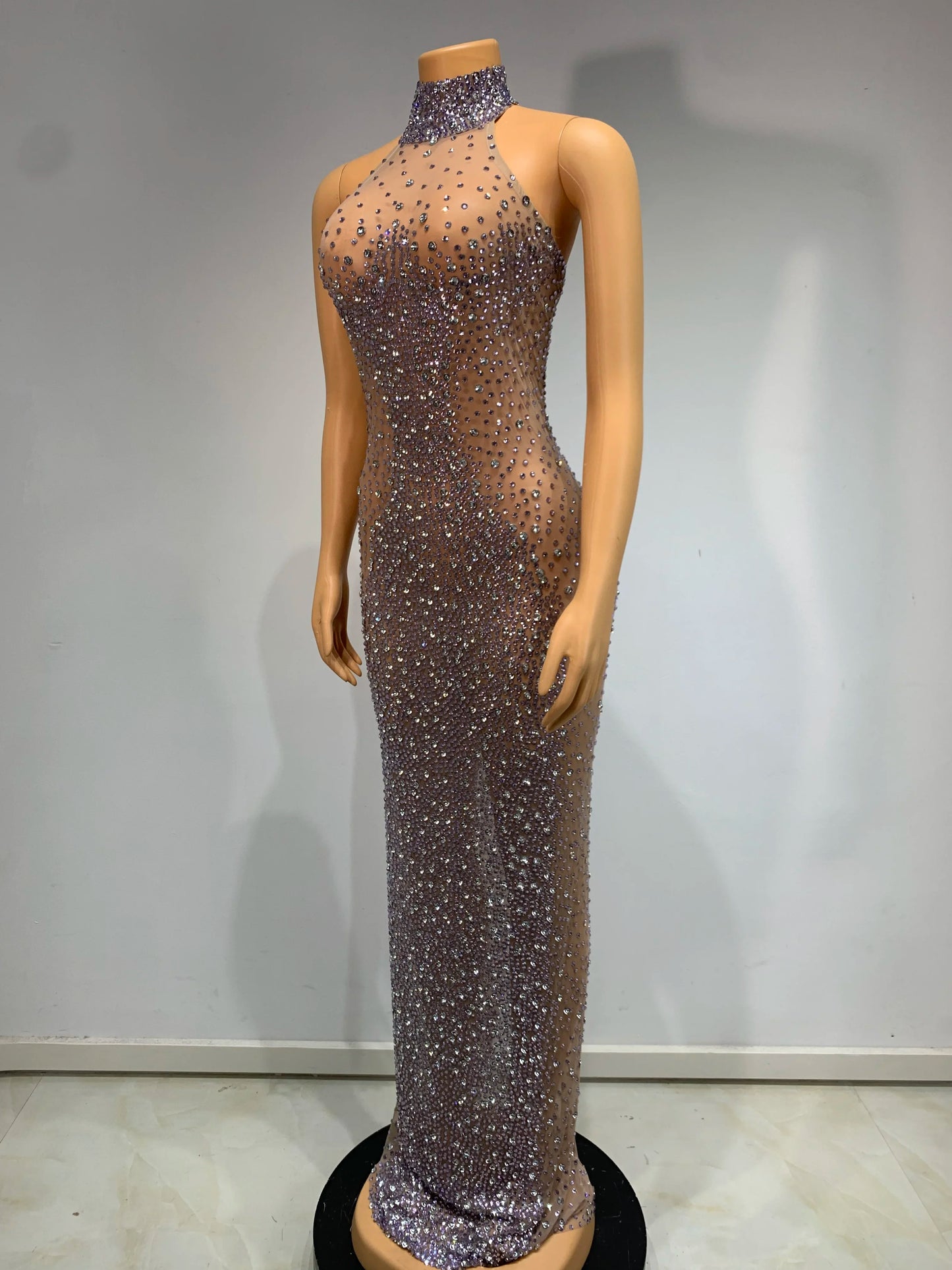 Diamond Drape Elegant Evening Gown
