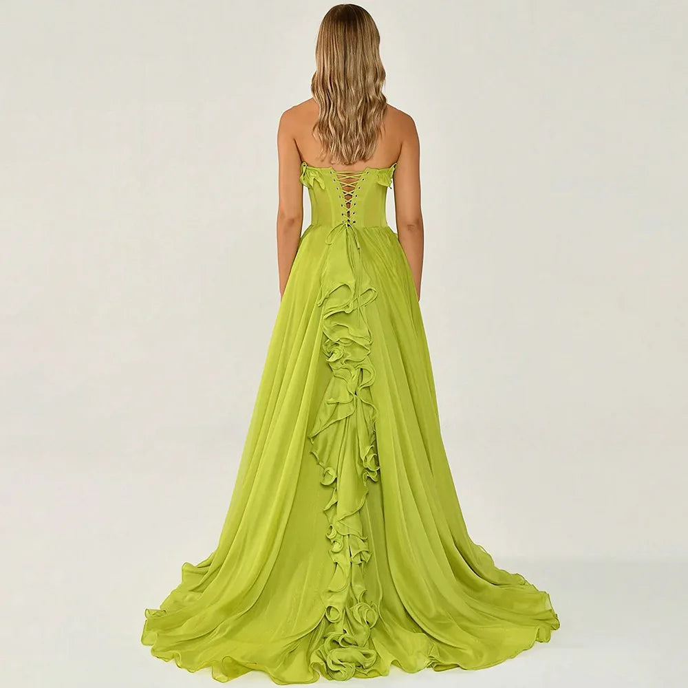 Sultry Grace Strapless Chiffon Gown