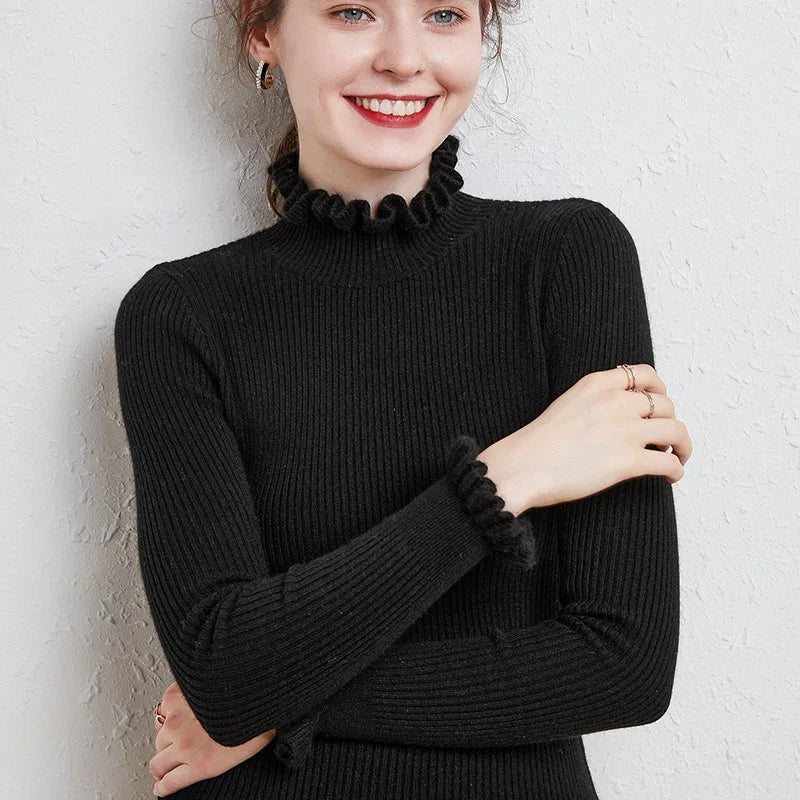 Cinched Turtleneck Knit Sweater