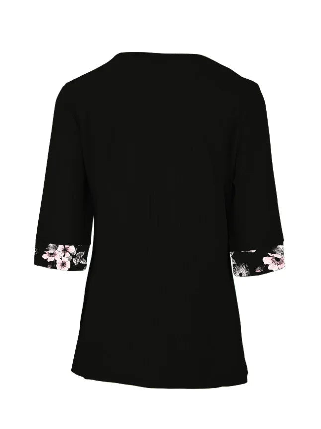 Layered Bloom Splice Casual Top