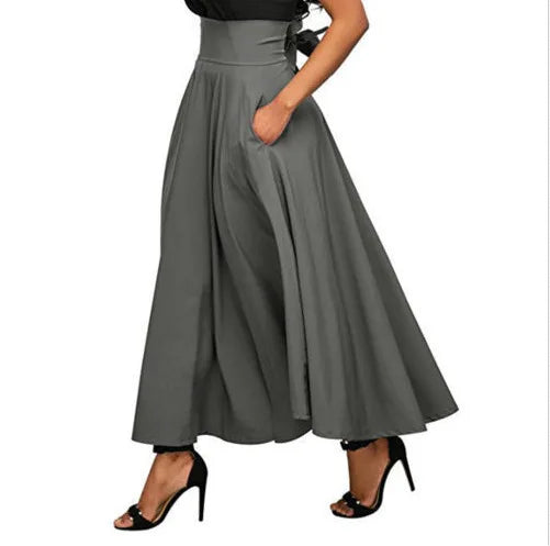 Satin Whirl High Waist Maxi Skirt