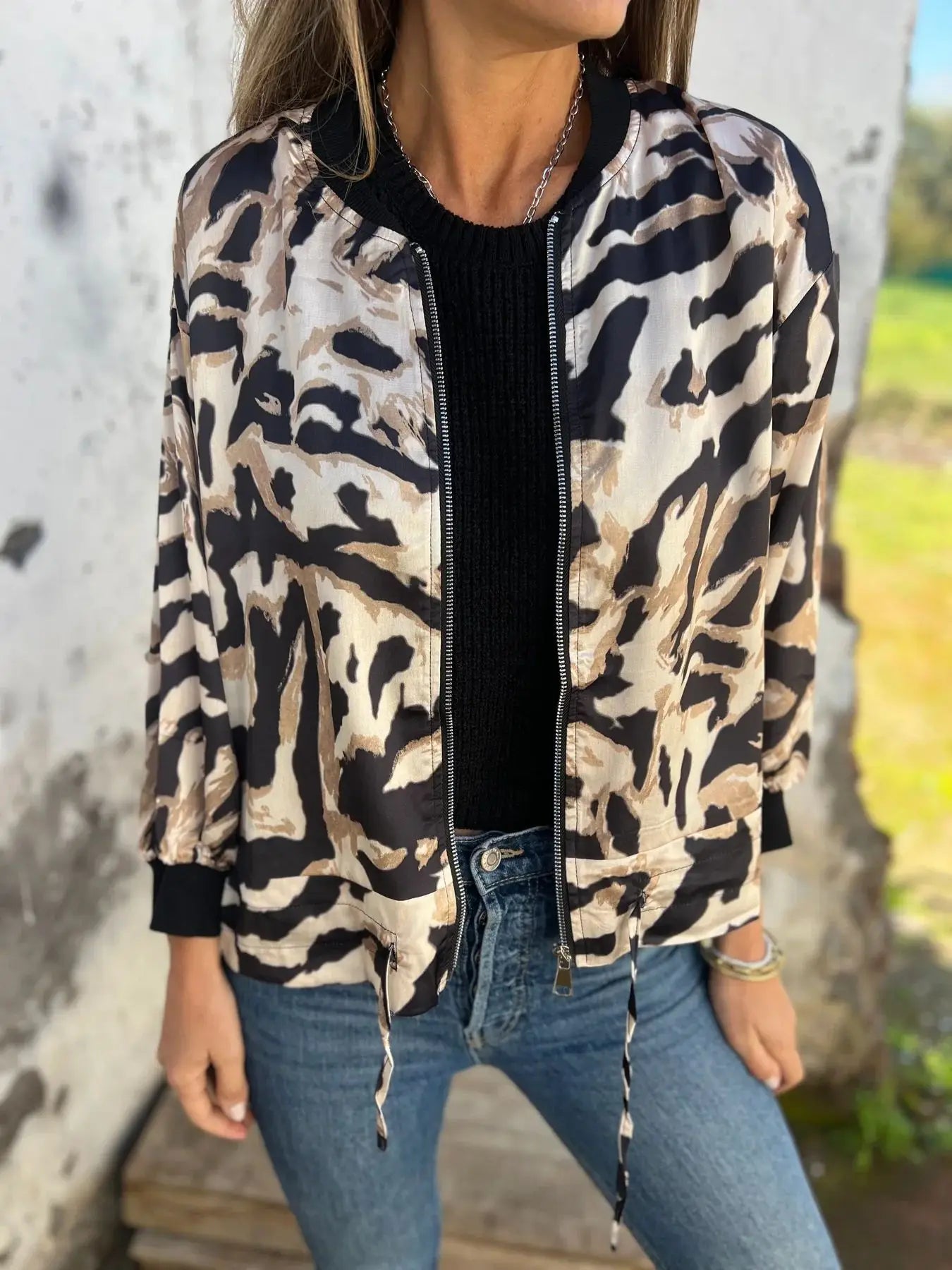 Leopard Print Bomber Jacket
