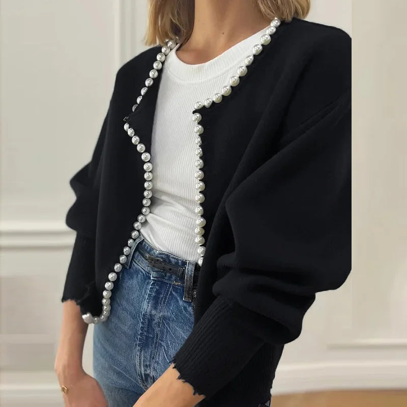 Chic Weave Short Knit Cardigan
