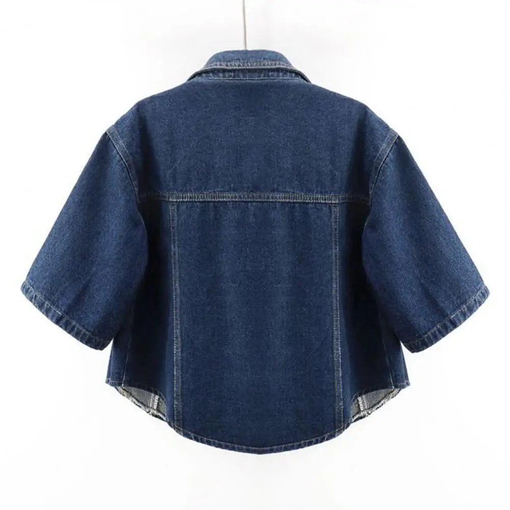 Indigo Muse Cropped Collar Denim Jacket