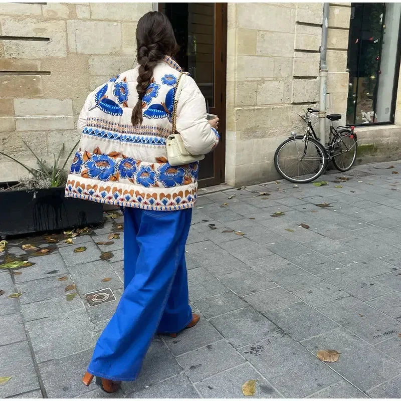 Vivid Charm Printed Lapel Jacket