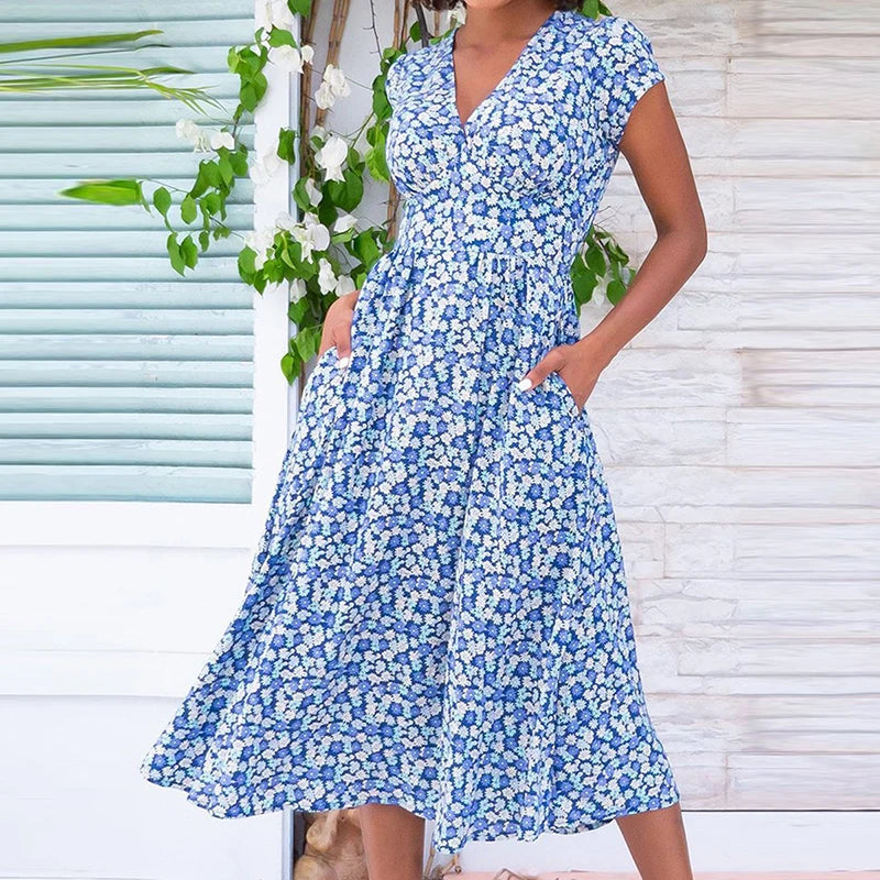 Bloom Grace V Neck Midi Dress