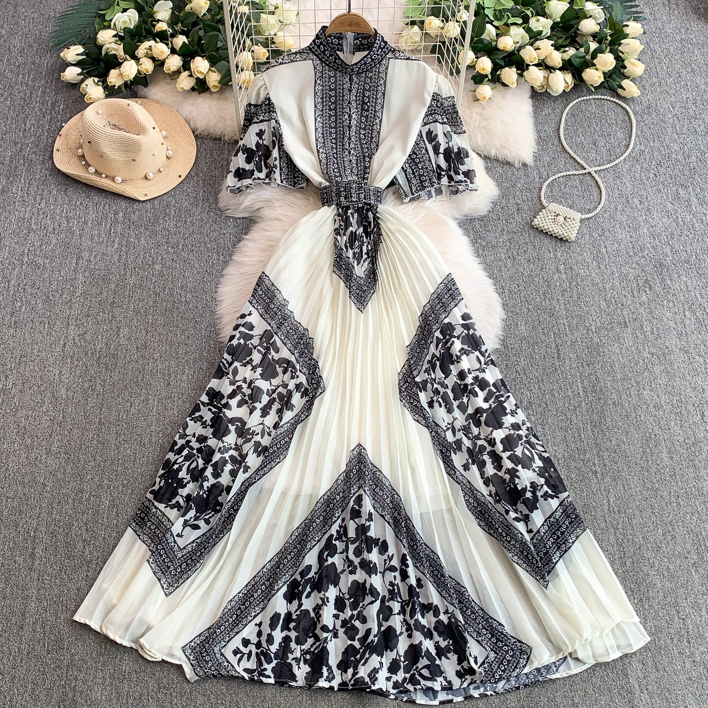 Retro Grace High Waist Midi Dress