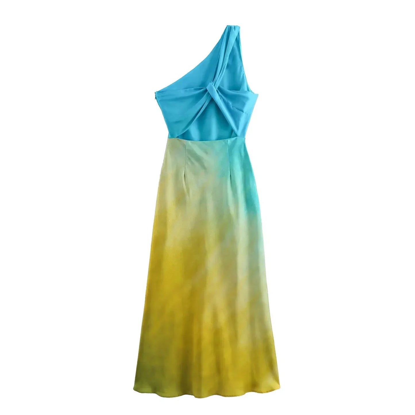 Twilight Glaze Asymmetric Satin Dress