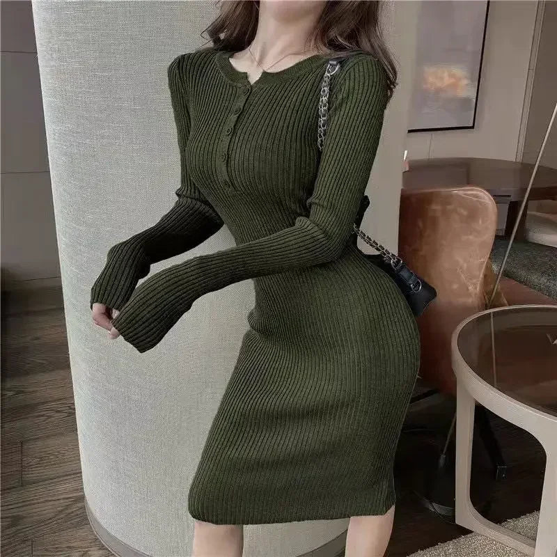 V-Neck Crochet Midi Dress