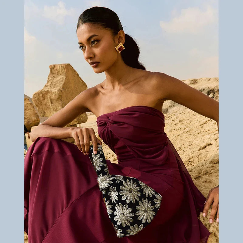 Breeze Charm Pleated Chiffon Ribbon Dress