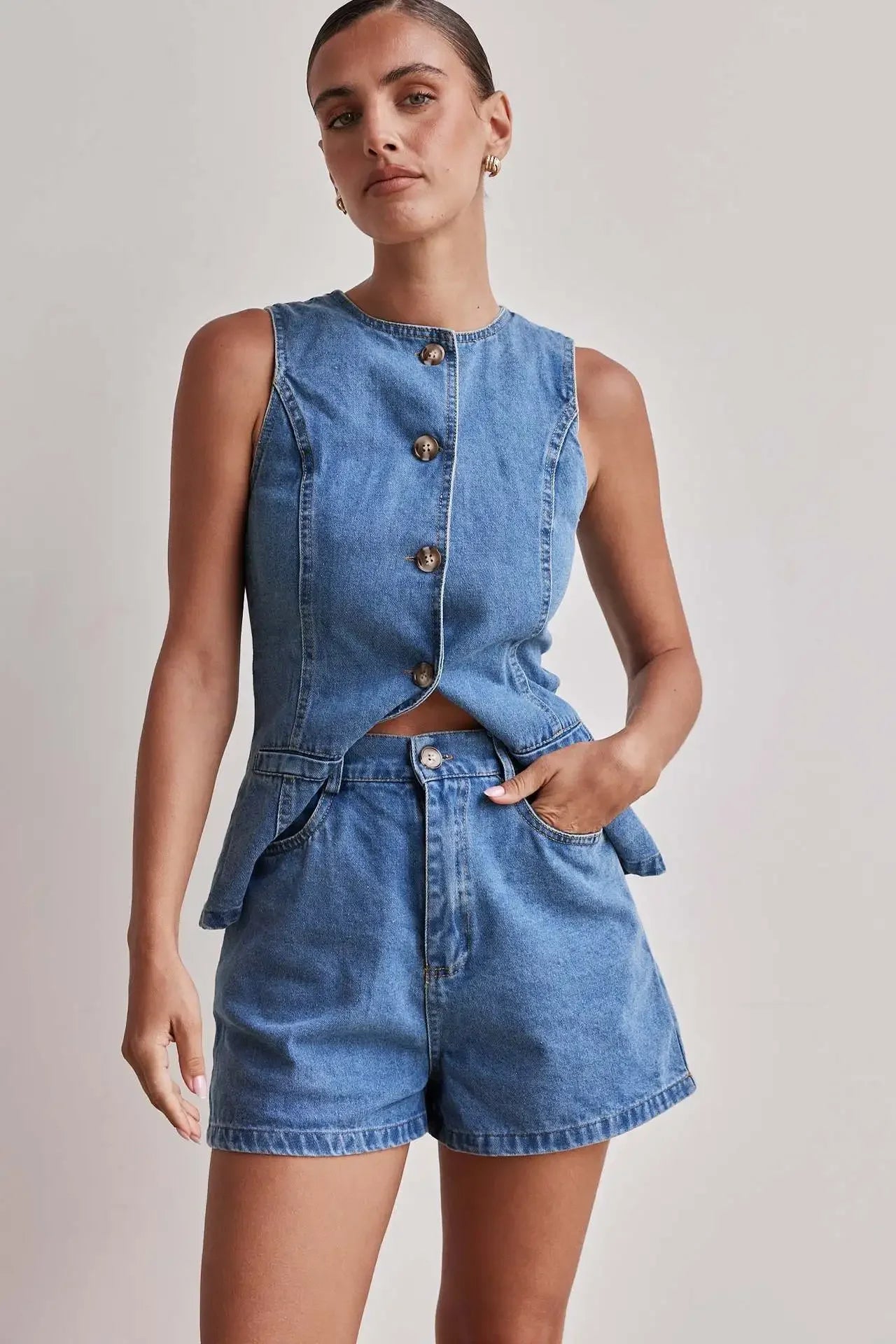 Sunset Chic Sleeveless Suit Set