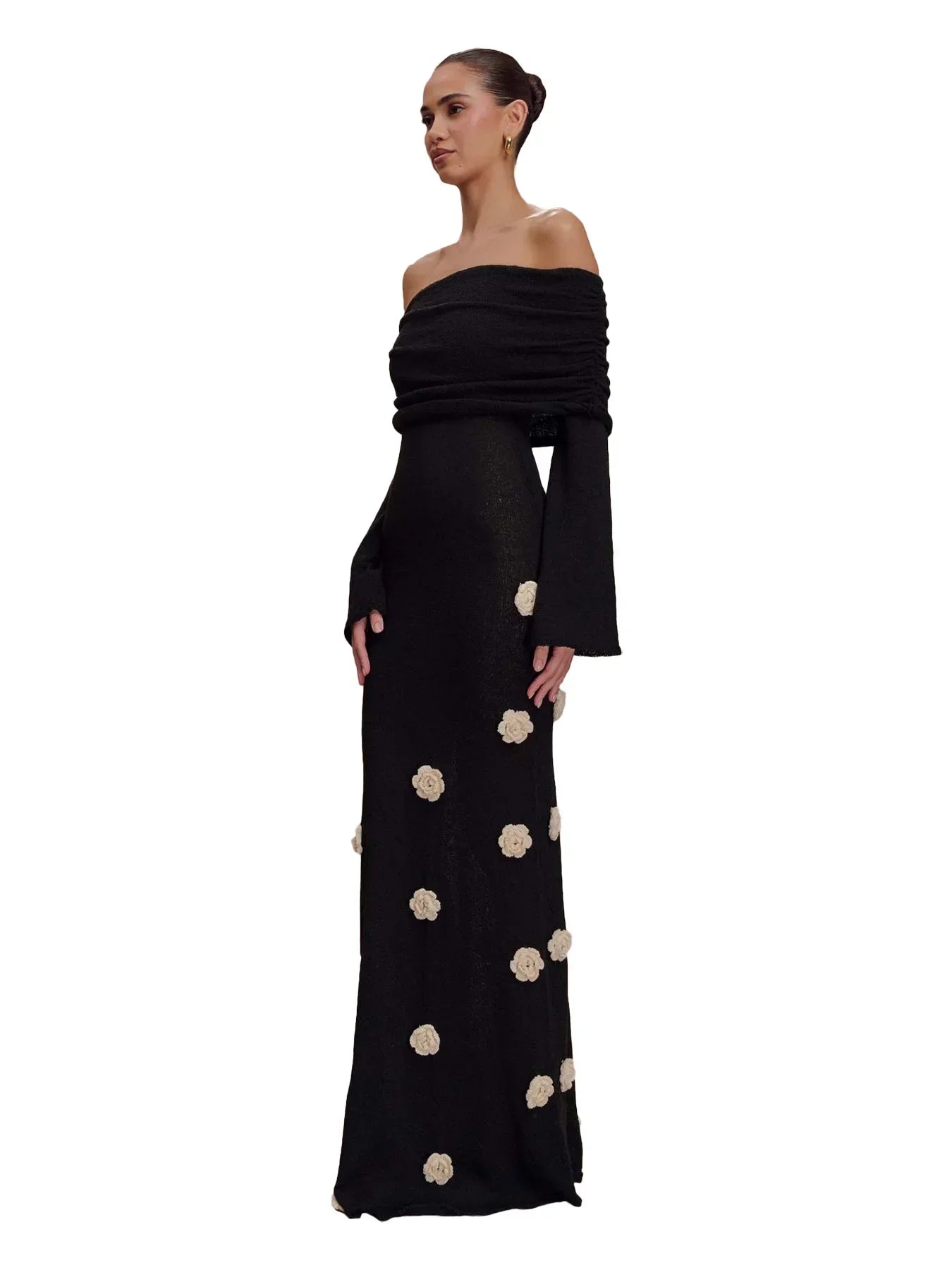 Rose Gaze 3D Floral Knit Dress