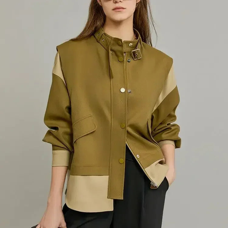 Vibe Craft Contrast Splice Crop Jacket