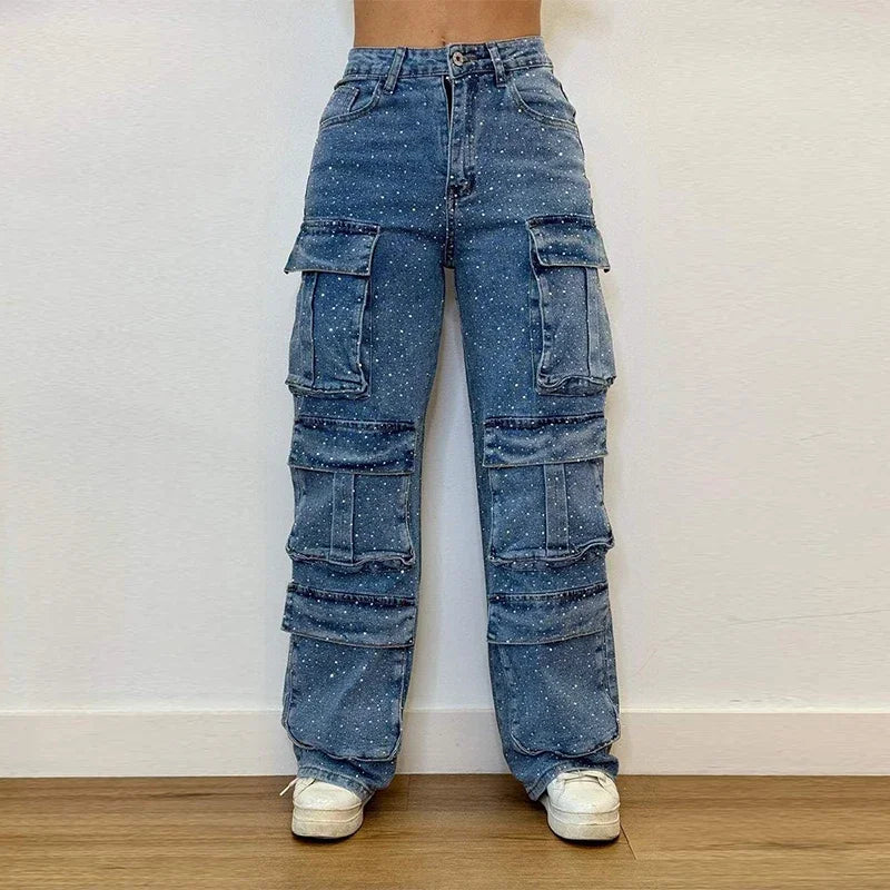 Bright Drill High Waist Work Jeans
