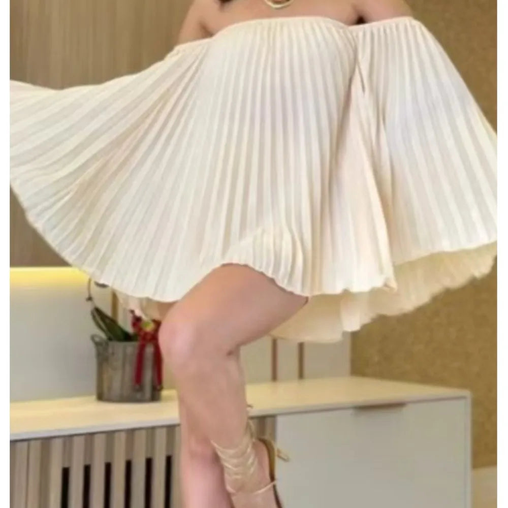 Glimmer Drape One Shoulder Shorts Set