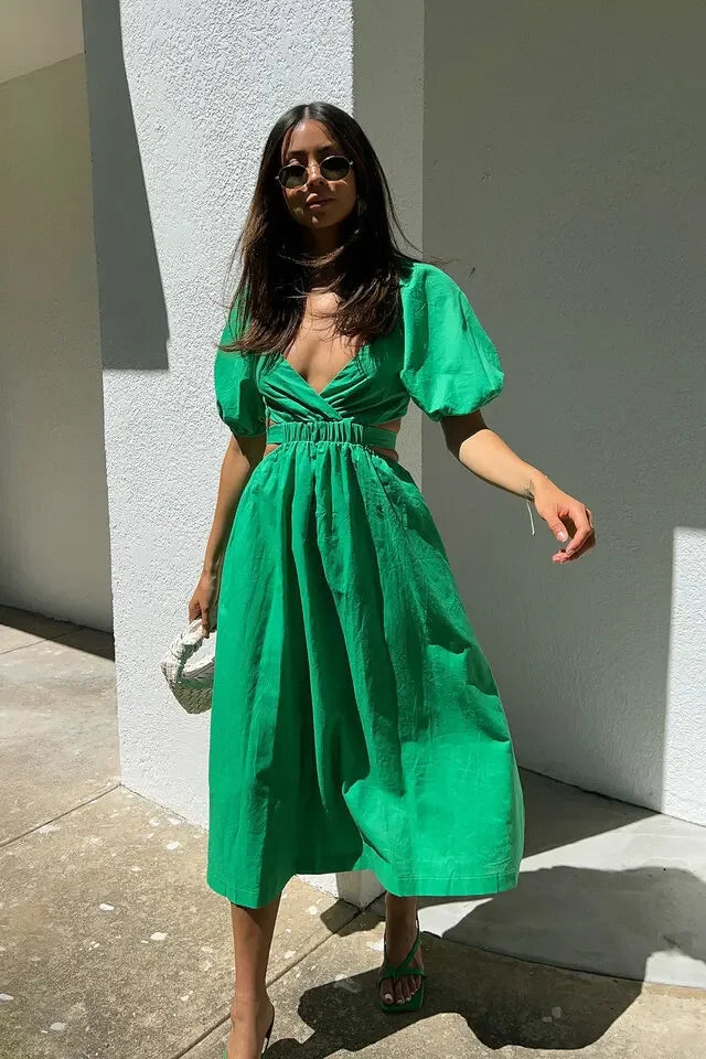 Sweet Bloom Puff Sleeve Dress