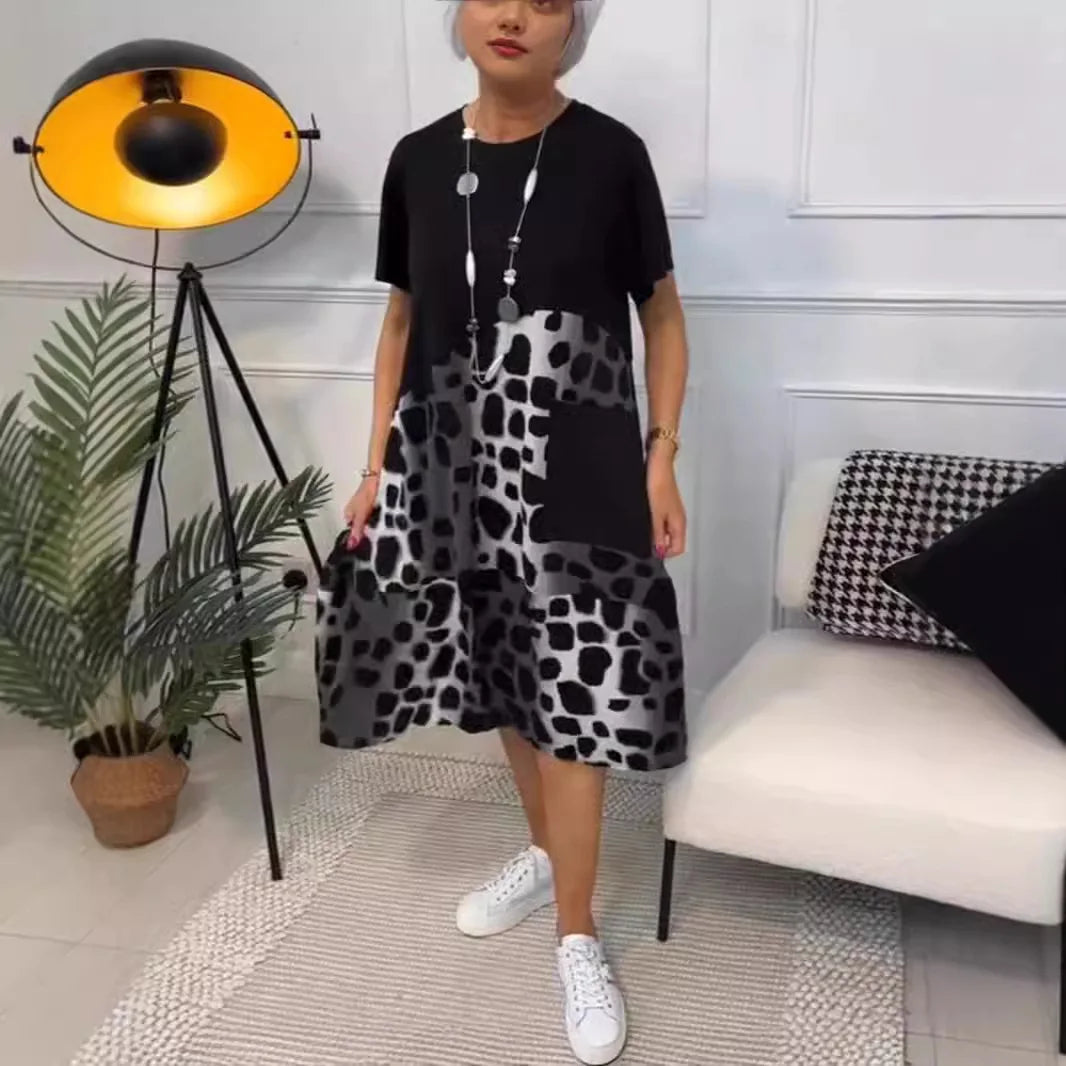 Leopard Print A-Line Midi Dress