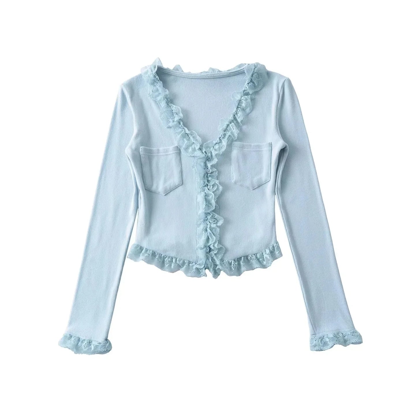 RuffleVibe Low Cut Button Top