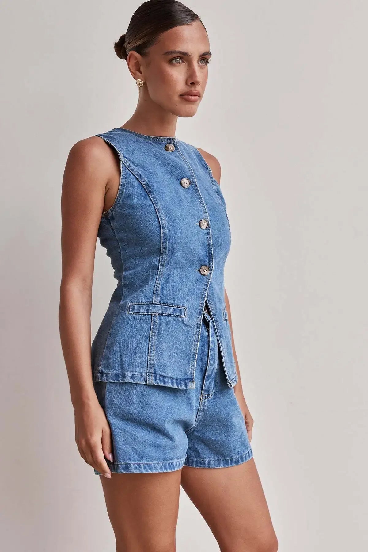 Sunset Chic Sleeveless Suit Set