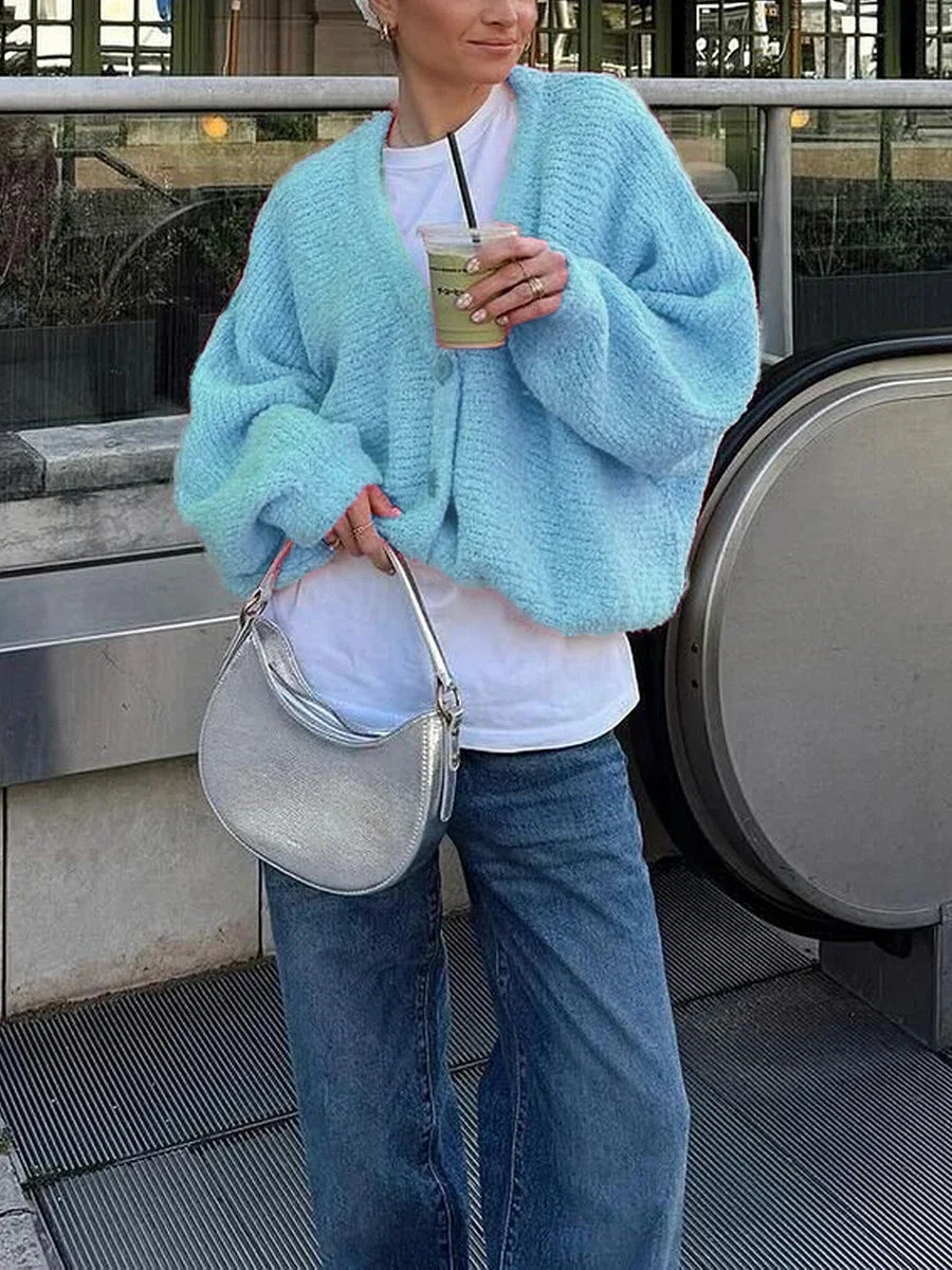 Cozy Vibe Fuzzy Button-Up Cardigan