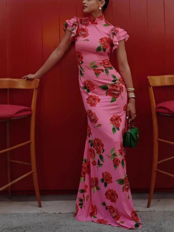 Rose Whimsy High Waist Dress