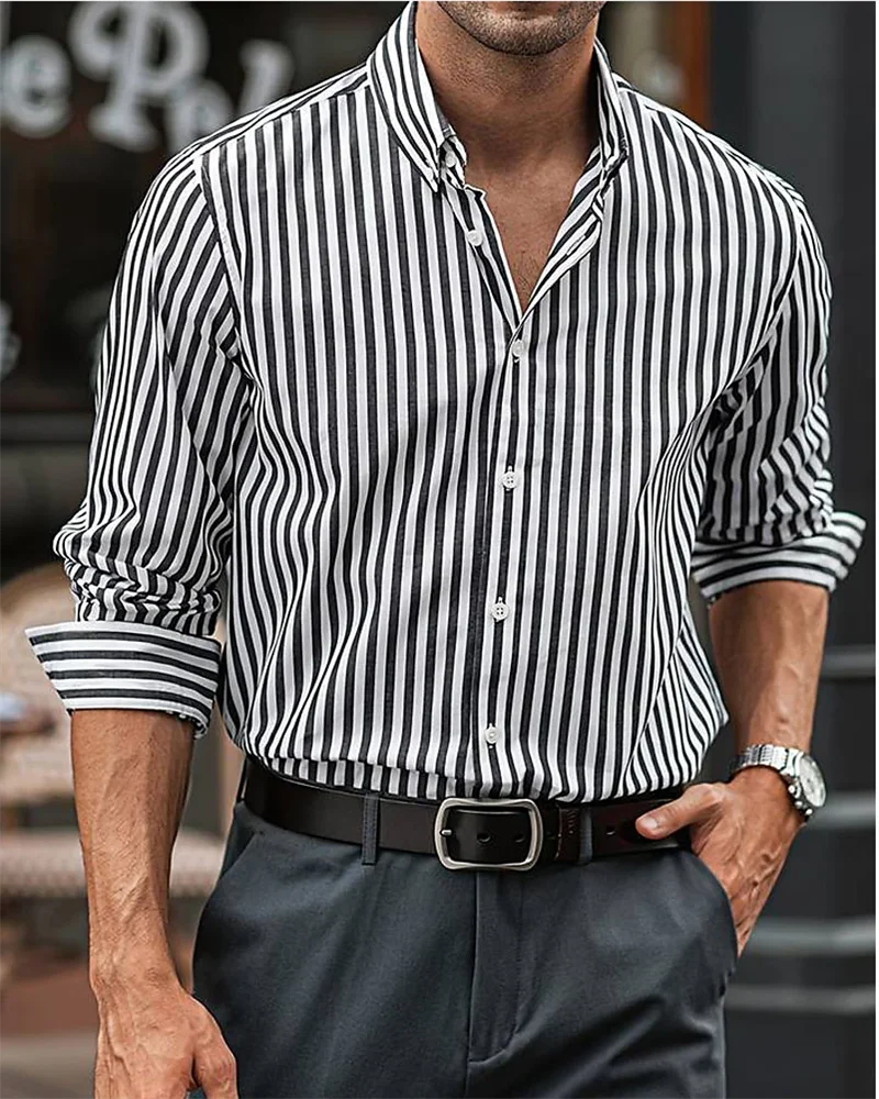 Striped Comfort Lapel Resort Shirt