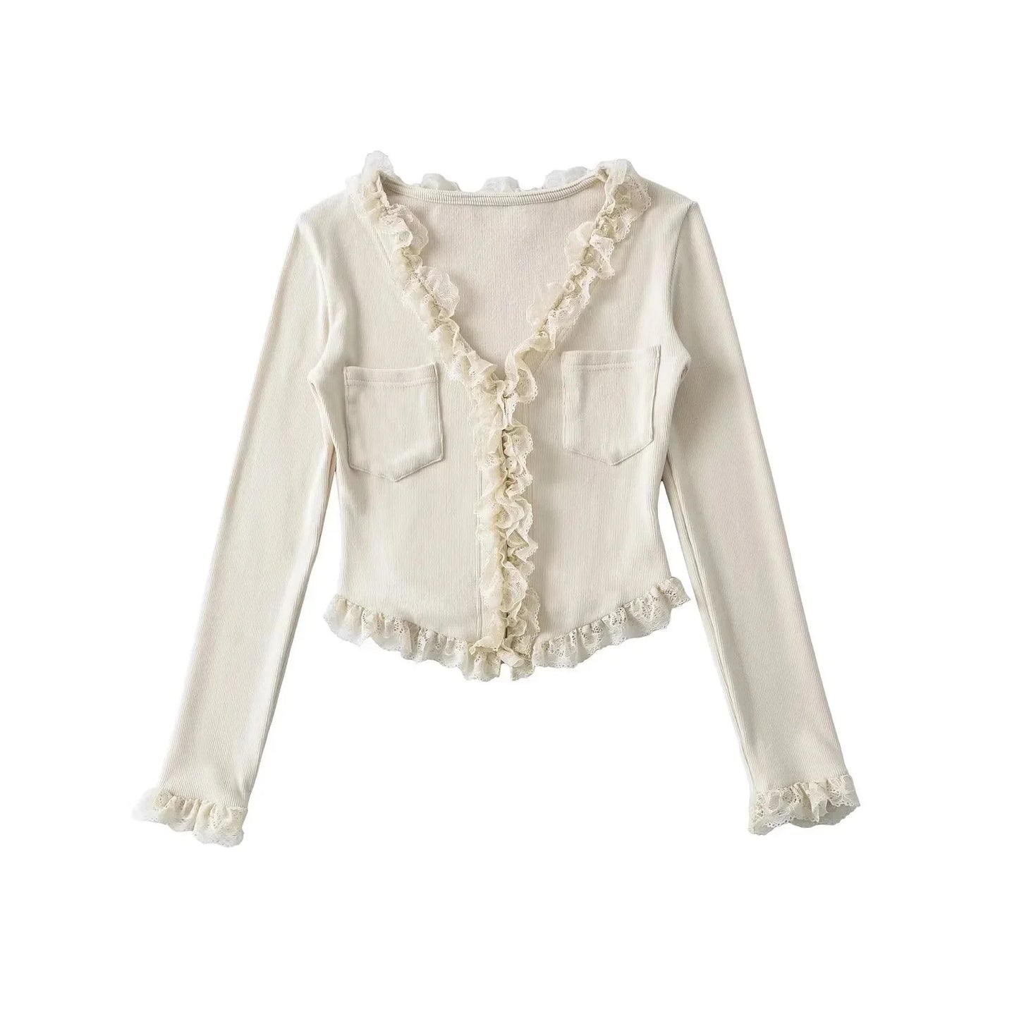 RuffleVibe Low Cut Button Top