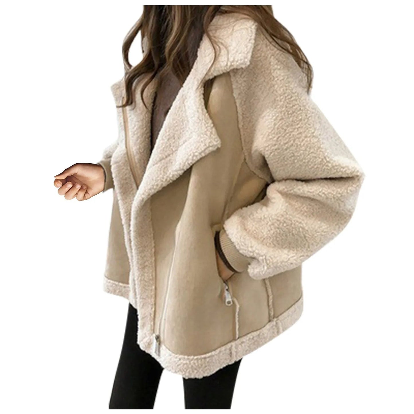 Patchwork Lambhair Crop Jacket Rich Allure