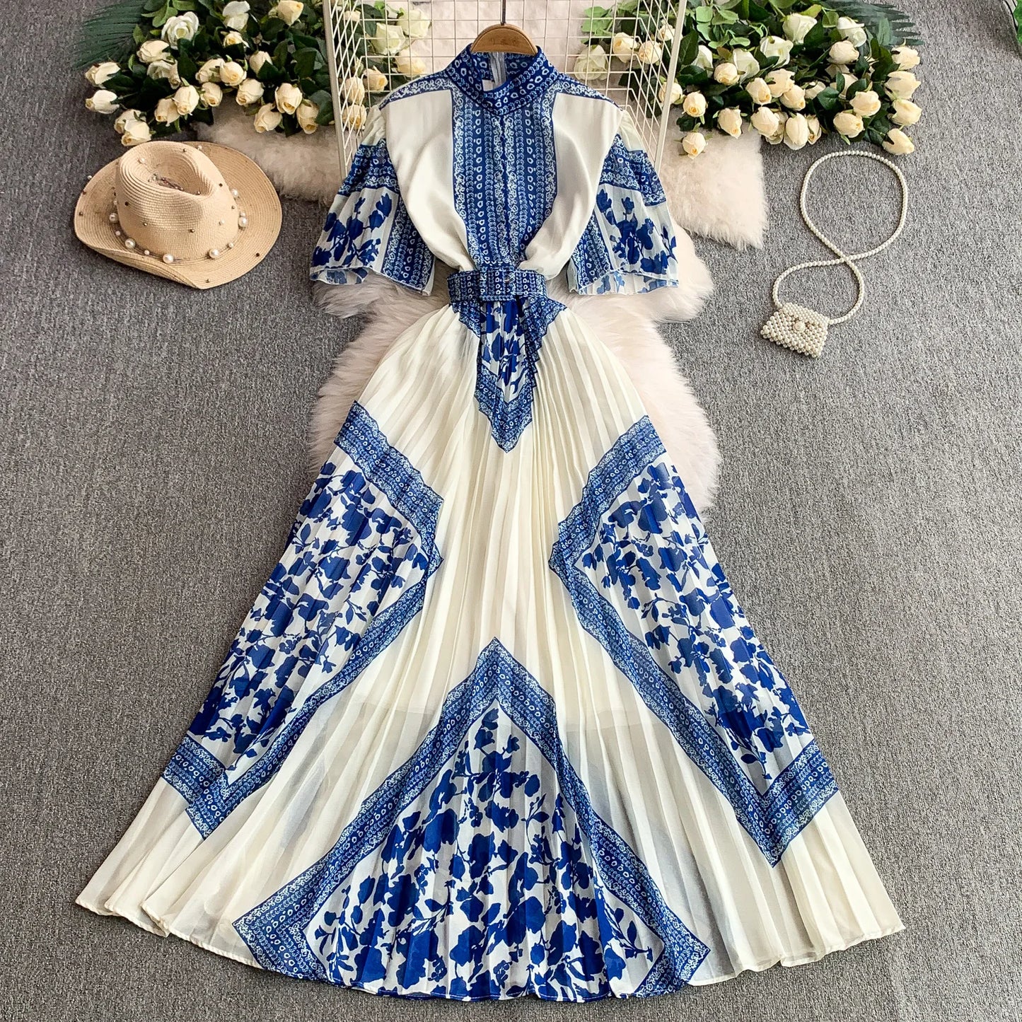 Retro Grace High Waist Midi Dress