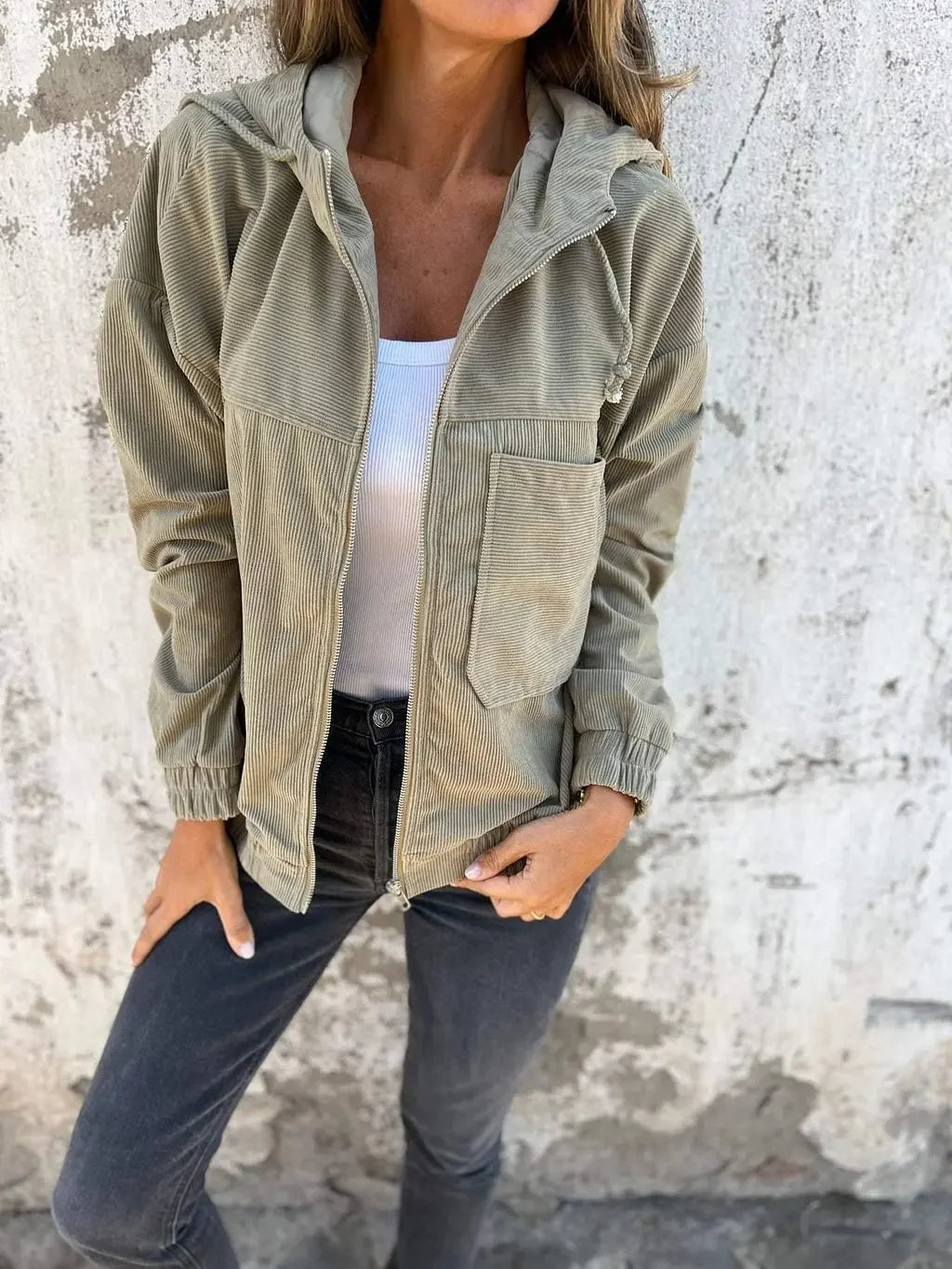 Elegant Women Hooded Jacket
