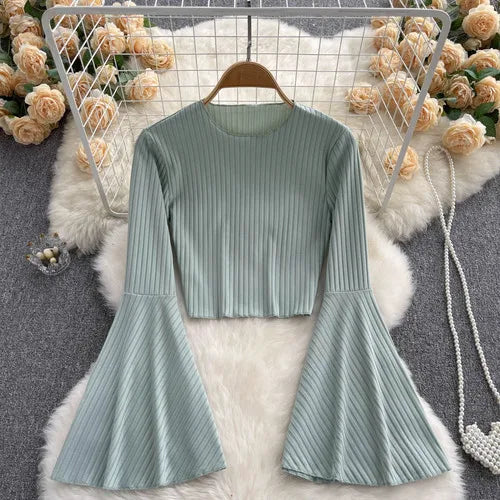 Flare Muse Slim Knit Crop Top Rich Allure