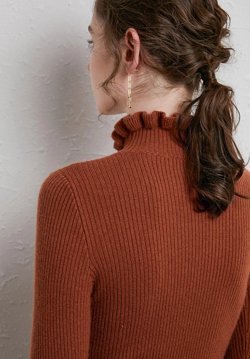 Cinched Turtleneck Knit Sweater