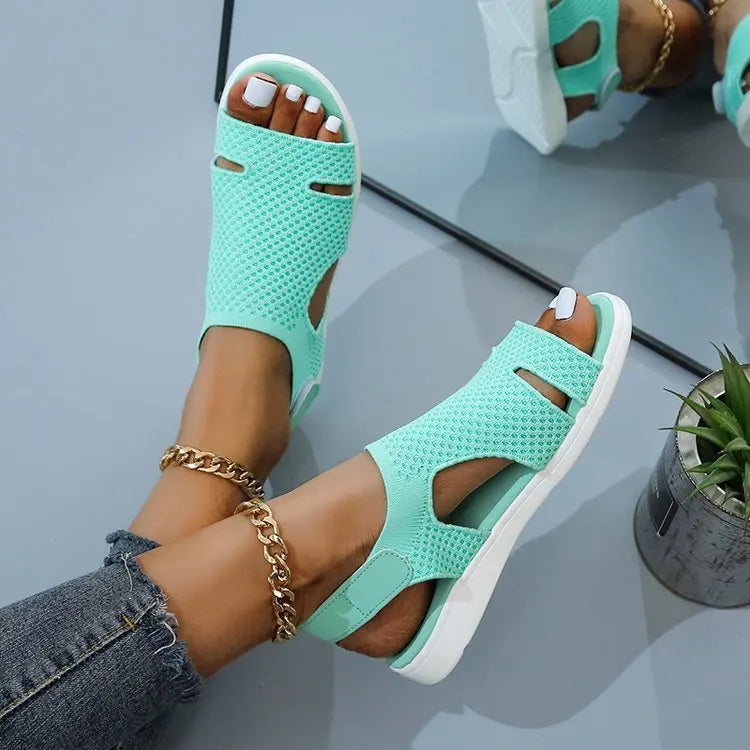 Crystal Mesh Flat Sandals